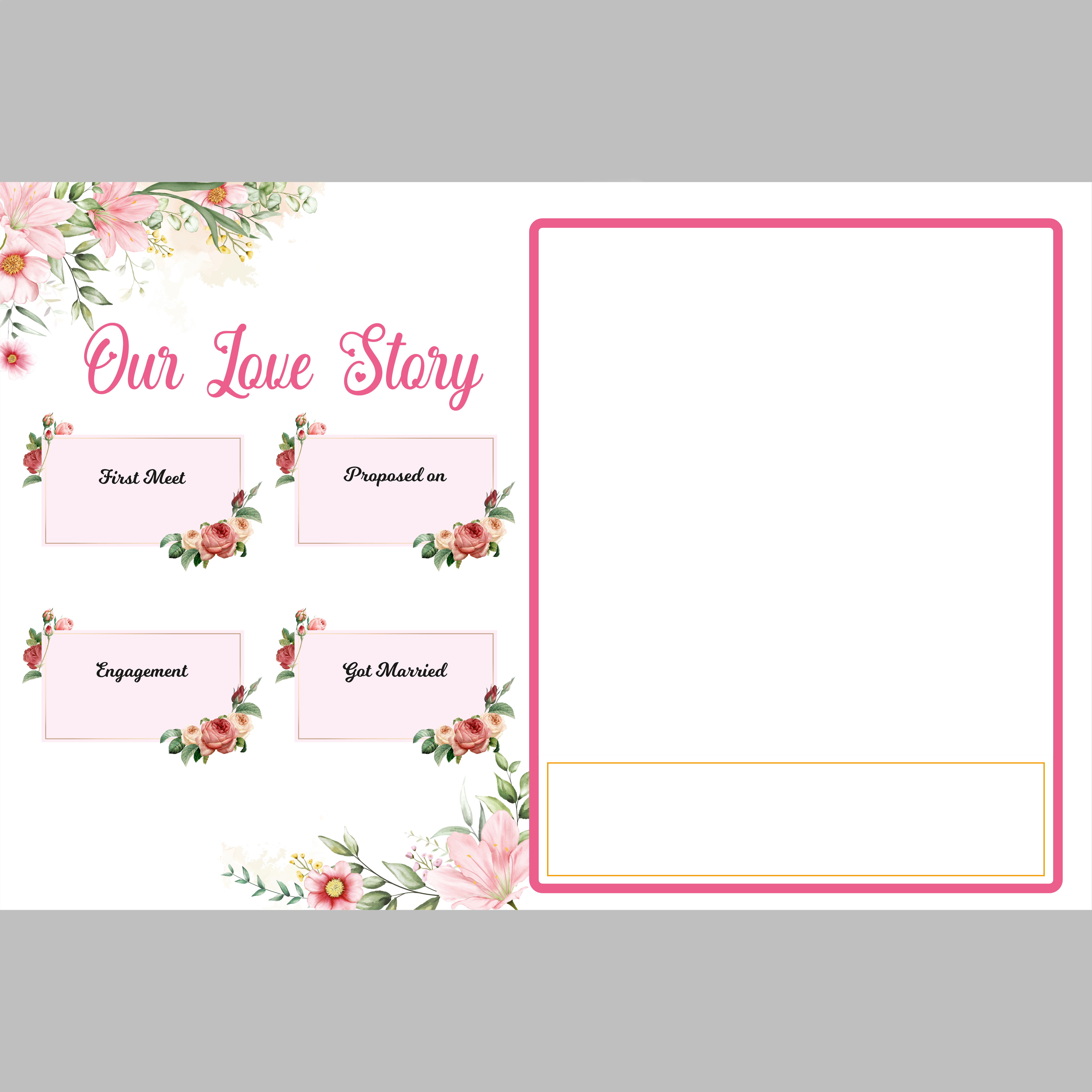 Our Love Story Floral Frame