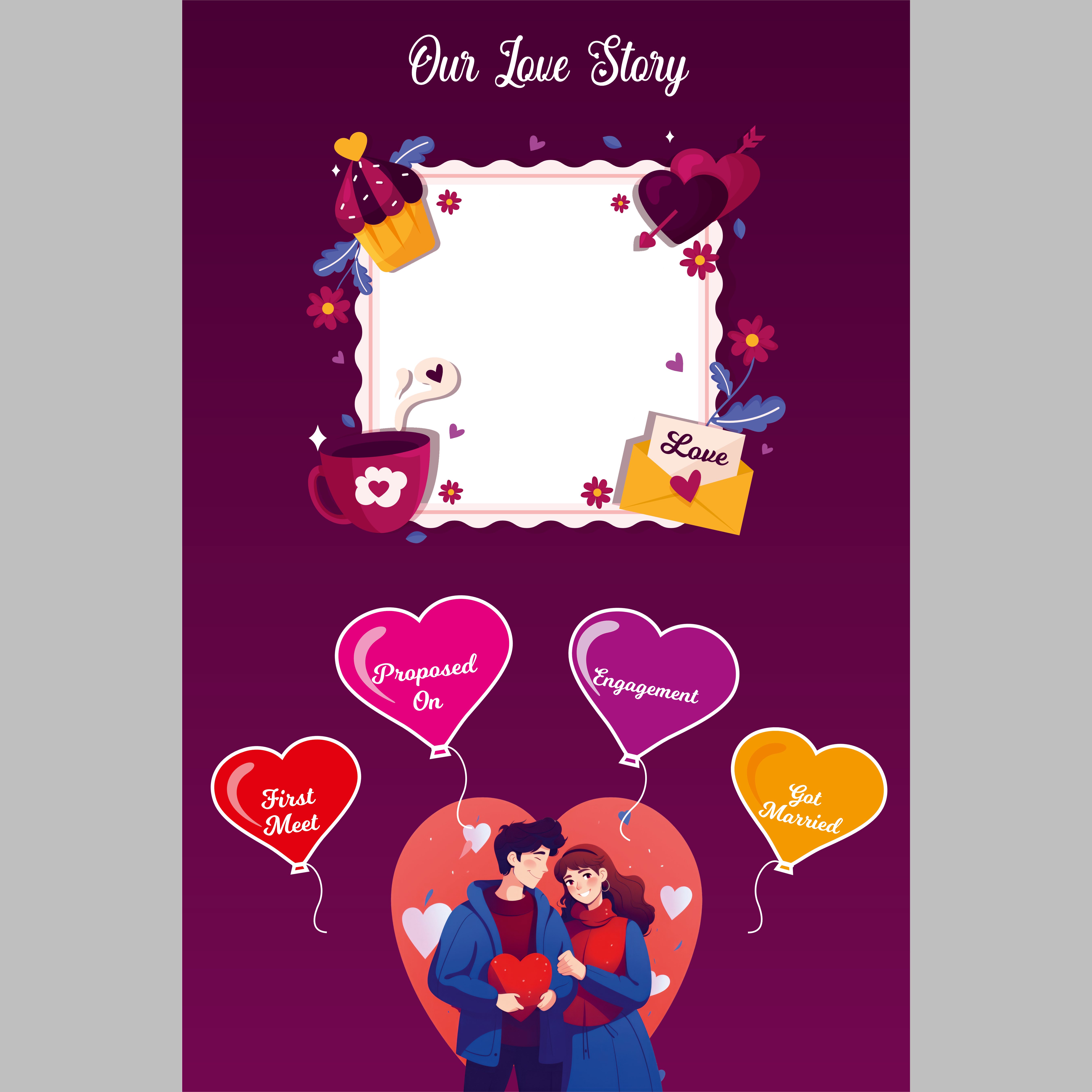 Our Love Story Purple Frame