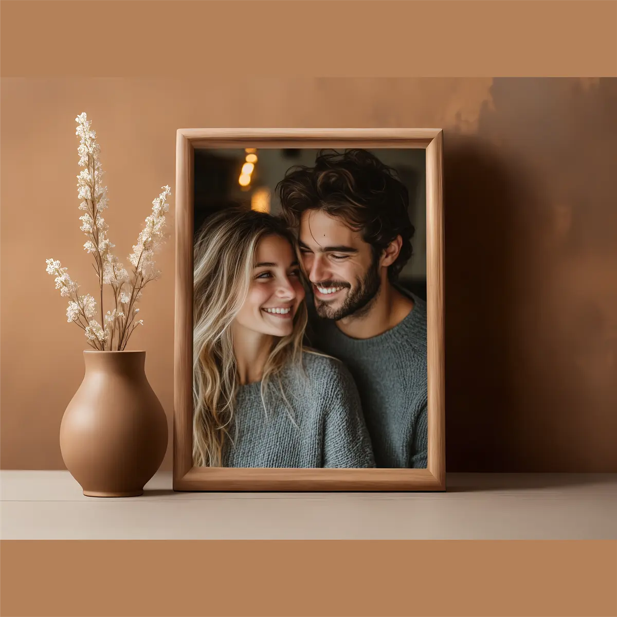 Couple wooden  theme acrylic  photo