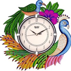 Peacock Wall Clock (13*13 Inches) – Blue & Green