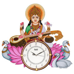 Saraswati Ji Wooden Wall Clock