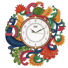 Multi Peacock Wooden Wall Clock