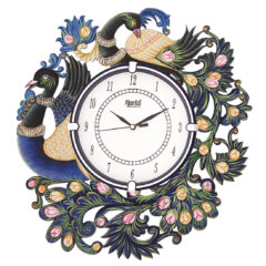 Blue Peacock Wooden Wall Clock