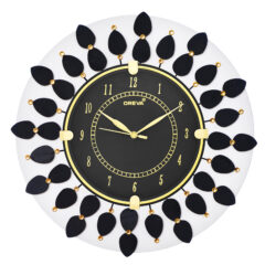 Golden Black Wooden Wall Clock